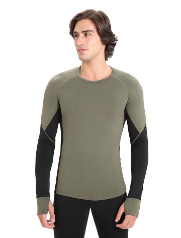 Loden / Black Men's Icebreaker BodyfitZone™ Merino 260 Zone Long Sleeve Crewe Thermal Top Base Layers | USA 1380FDNM